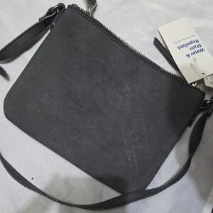 Old Navy Dark Grey Crossbody Leather And Suede Bag